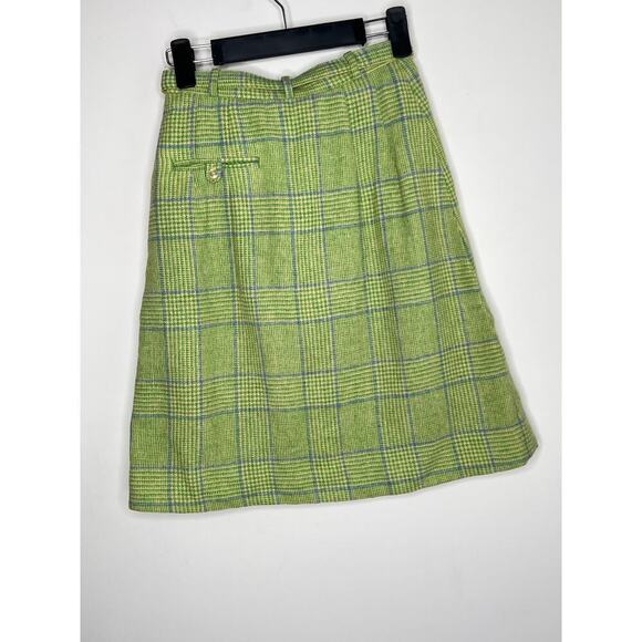 Vintage David Fergunson by The Country House 60s Plaid Wool Belted Skirt Size S - Picture 8 of 11